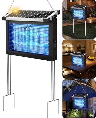 PhatroyYee Solar Bug Zapper, 4500V Mosquito Killer Electric Fly Zapper - color: Black&Sliver