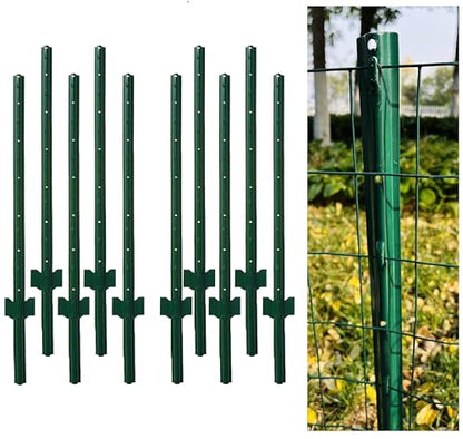4 Feet Metal Fence Post Green, Pack of 10, for 36 Inch High Garden Welded Wire Fence U-Channel Steel Garden Post - color: Green, size: 4',10 PCS