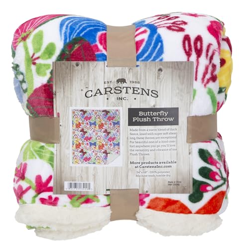 Carstens, Inc. Ultra Premium Super Soft Plush Sherpa Fleece Oversized Throw Blanket 54" x 68", Butterfly - color: Butterfly