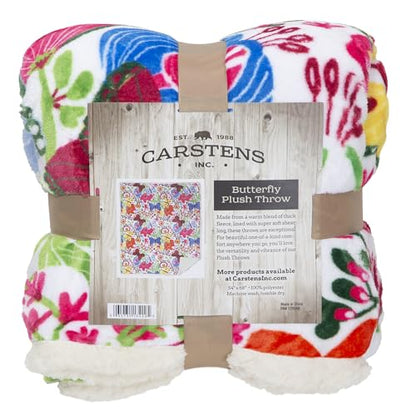 Carstens, Inc. Ultra Premium Super Soft Plush Sherpa Fleece Oversized Throw Blanket 54" x 68", Butterfly - color: Butterfly