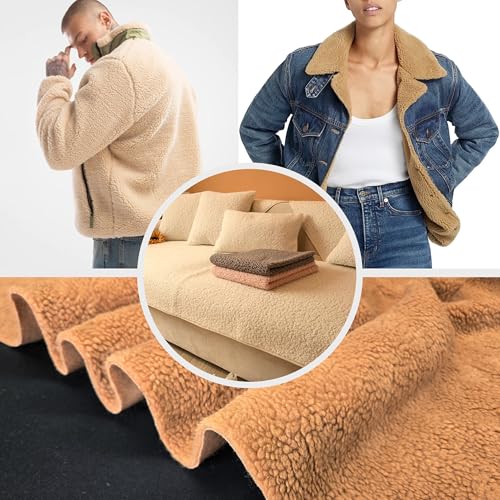 Heavy Duty Sherpa Sheep Skin 60" Wide - 21oz per Yard, 7.7mm Sold by The Yard (Taupe with Black Floss) - color: Taupe With Black Floss, size: Heavy Duty Sherpa
