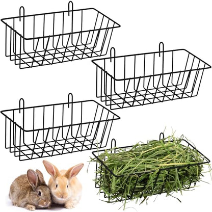 Therwen 4 Pcs Rabbit Hay Feeder Guinea Pig Heavy Duty Metal Frame Hay Rack with Hooks Cage Hanging Holder for Bunny Chinchilla Small Animals Accessories(9.8 x 5.1 x 3.5 Inches) - size: 9.8 x 5.1 x 3.5 Inches