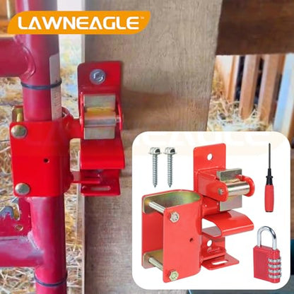 Red One Way Gate Latch – Heavy Duty Farm Gate Latch | Fits Round Tube Gates with 1-5/8" to 2" Tubes – 1-Way Latch with 4-Digit Combination Lock, Ideal for Farms & Pastures - color: 1 Pack Red One Way Gate Latch