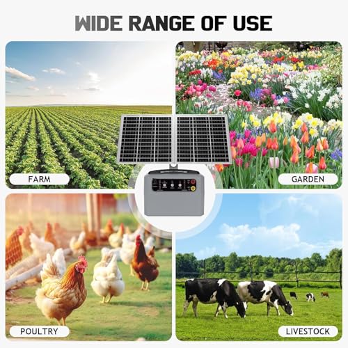 15W Solar Fence Charger, 6-12KV Adjustable Output 1.5J, 30 Miles