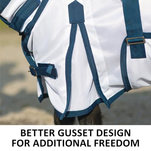Schneiders Soft Interlock Mesh II Horse Fly Sheets | Superior UV & Insect Protection | Versatile Euro Fit Option | Reflective Safety Design - color: White, style: Mini Attached Neck Euro Bellyband