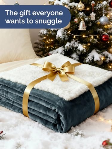 Sherpa Fleece Blanket Kids Size - Reversible Blanket - Navy, 43" x 55" - color: 02 - Navy, size: Kids (43" X 55")