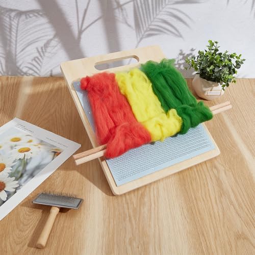 WEBEEDY Wool Blending Board Carding Brush Set with Wool Brush,Felt Ironing Pad,2 Wood Craft Sticks Wools Hand Carders for Organize Fibers Felt Needle Tools DIY Arts Crafts Project