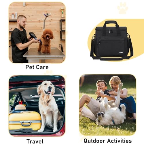 GMAK Pet Grooming Bag,Pet Hair Clipper Organizer Grooming Bag for Equipment - color: Black