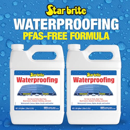 STAR BRITE Waterproofing Spray, Waterproofer + Stain Repellent + UV Protection for Boat Covers, Car Covers, Bimini Tops, Tents, Jackets, Backpacks, Boots, Awnings, Patio Covers & More - color: 1 Gallon 2 Pack
