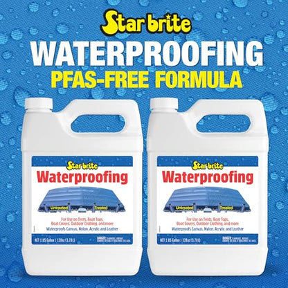 STAR BRITE Waterproofing Spray, Waterproofer + Stain Repellent + UV Protection for Boat Covers, Car Covers, Bimini Tops, Tents, Jackets, Backpacks, Boots, Awnings, Patio Covers & More - color: 1 Gallon 2 Pack