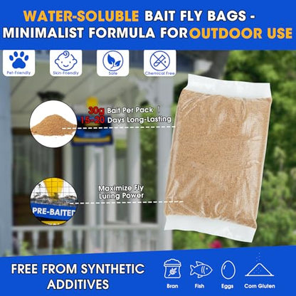 6 Pack Pre-Baited Fly Traps Outdoor Fly Bags for Patio Farm Ranch - size: 6 Packs