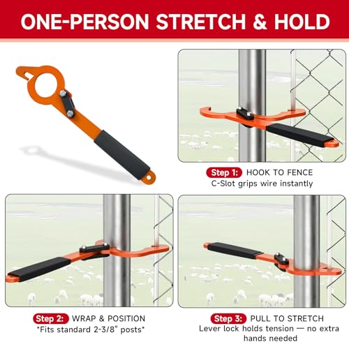 Chain Link Fence Stretcher Tool for 2-3/8" OD Post 9" Pull Range