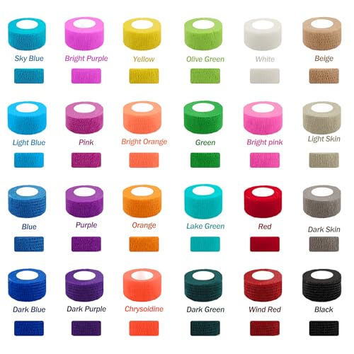 BQTQ 168 Rolls Elastic Adhesive Tape 1 Inch Self Adherent Stretch Bandages - color: Rich Colors, size: 1 Inch