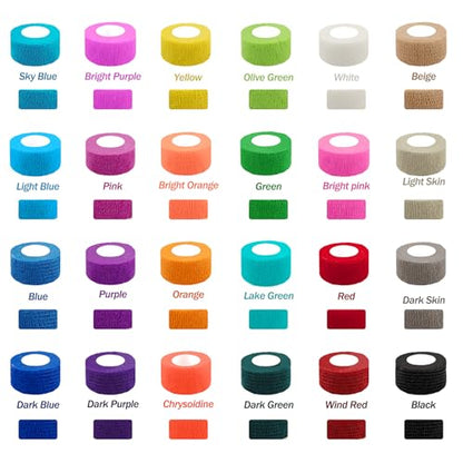 BQTQ 168 Rolls Elastic Adhesive Tape 1 Inch Self Adherent Stretch Bandages - color: Rich Colors, size: 1 Inch