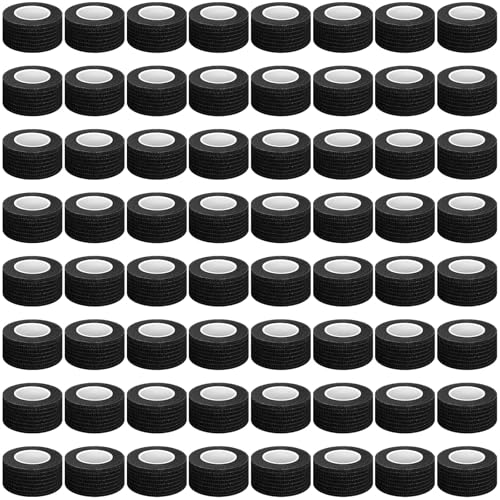 Treela 64 Pack 1" X 5 Yards Self Adhesive Bandage Wrap Black - color: Black, size: 1 Inch X 5 Yard