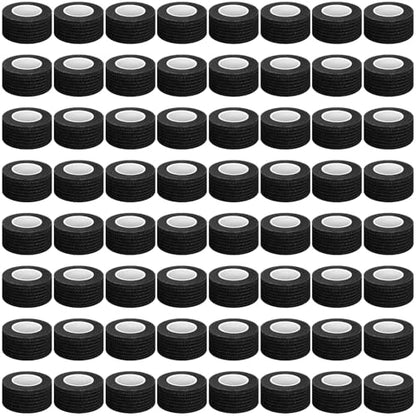 Treela 64 Pack 1" X 5 Yards Self Adhesive Bandage Wrap Black - color: Black, size: 1 Inch X 5 Yard