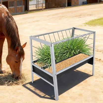 Heavy-Duty Galvanized Steel Feed Trough | Goat Feeder, Horse Feeder, Pig Feeder | 22 Gallon Capacity, 6.7" Deep | 39.4"x25.6"x33.5" | Holds Up to 10 Livestock | Floor-Standing for Farms & Pens