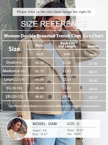 Saodimallsu Women Crop Double Breasted Trench Coat Short Cropped Jacket - color: Black, size: Large