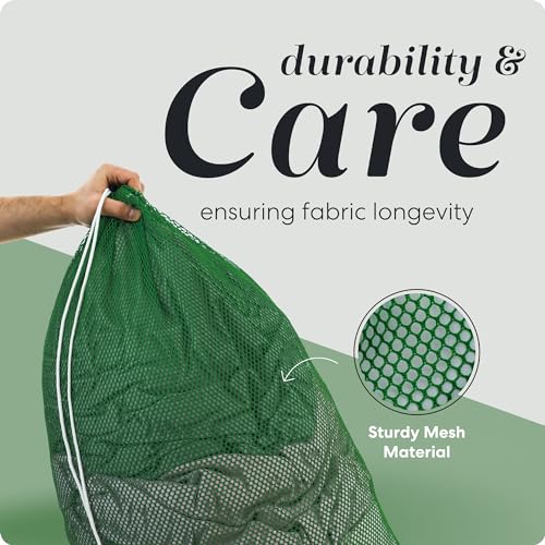 Handy Laundry Mesh XL Laundry Bag 24"x36", Heavy Duty Drawstring, Green - color: Green