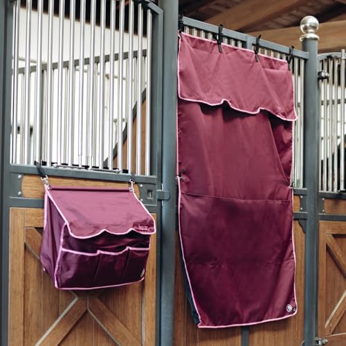 HORZE Ella Equestrian Horse Show Stall Guard with 3 Pockets | 73" x 54" - Anemone Dark Pink - One Size