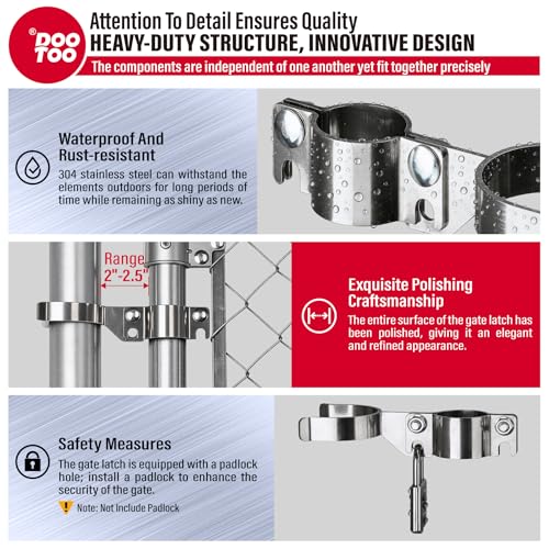 Stainless Steel 1-5/8" x 2-3/8" Chain Link Gate Latch （Fit 1-5/8" Gate Frame）, Heavy Duty Chain Link Fence Gate Fork Latch with Hole for Padlock 1Pack - color: 1-5/8"x2-3/8"
