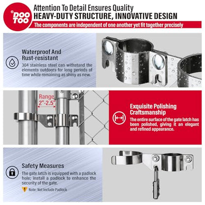 Stainless Steel 1-5/8" x 2-3/8" Chain Link Gate Latch （Fit 1-5/8" Gate Frame）, Heavy Duty Chain Link Fence Gate Fork Latch with Hole for Padlock 1Pack - color: 1-5/8"x2-3/8"