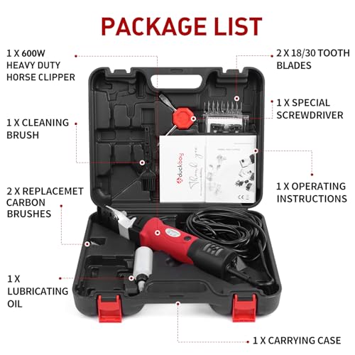 DUCKBOY Heavy Duty Horse Clippers, 600W 6-Speed, 2 Stainless Blades - size: 600W Horse Clipper