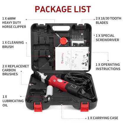 DUCKBOY Heavy Duty Horse Clippers, 600W 6-Speed, 2 Stainless Blades - size: 600W Horse Clipper