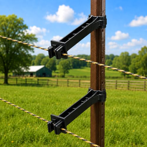 Adnee 120 Pcs 5 Inch T Post Electric Insulators, Snap-on Electric Fence Extender Insulator, Black Electric Fence Insulation Wire Clips for Agricultural Farms Ranchers - color: 120 Black