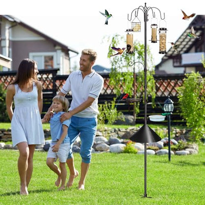 YINGYM 6-Hook Bird Feeding Station Kit with Squirrel Baffle, 94 Inch - size: 94 Inches with Squirrel Baffle
