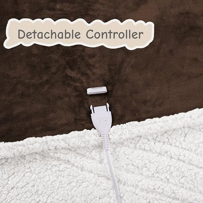Soypipo Electric Heated Blanket 50"x60", 9 Heat Settings 10-Hour Auto-Off - color: 10-dark Brown, size: Throw 50"x60"
