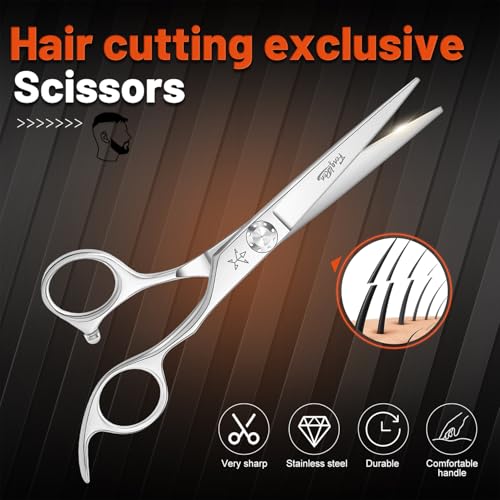 High-end Professional Extremely Very Sharp Barber Hair Cutting Scissors Hairdresser Shears For Hair 6 Inches Haircut Scissor Made Of Stainless Steel Alloy For Hairdressing Salon and Home Use - size: 6 Inch, style: Shears
