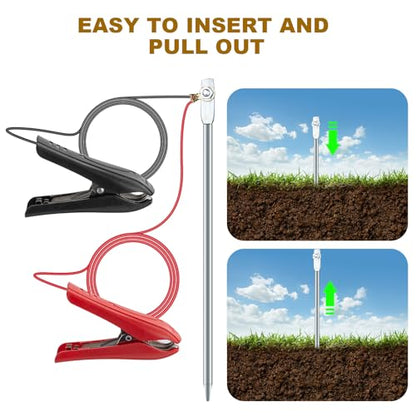Electric Fence Wire - Ground Rod to Connect Energizer and Electric Fence Charger Solar, Solar Electric Fence Lead Wire with Alligator Clips for Generator Electric Fence