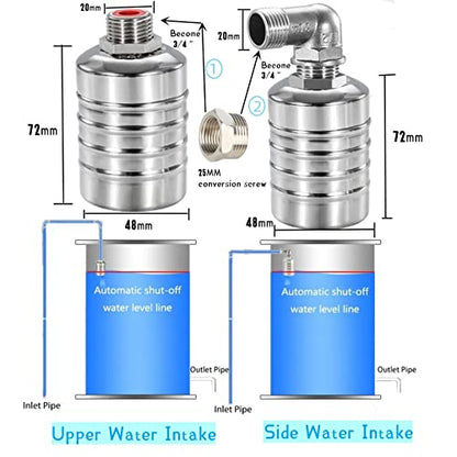 Automatic Water Level Control Valve Float Valve, 1/2" 3/4'' Auto Fill Shut off Water Tank Float Ball Valve, 304 Stainless Steel Float Valve for Water Tank (1/2''Male Thread) - color: 1/2''Male Thread