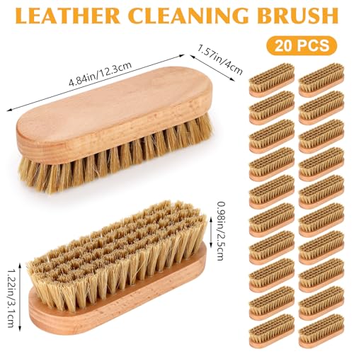 LemonRoad 20 Pcs Leather Upholstery Cleaning Brush Bulk Pig Soft Bristle Shoe Boot Brush Bulk Wooden Shoe Cleaning Scrub Brushes for Car Seats Leather Sofas Interiors Furniture Crafts Bags Shining