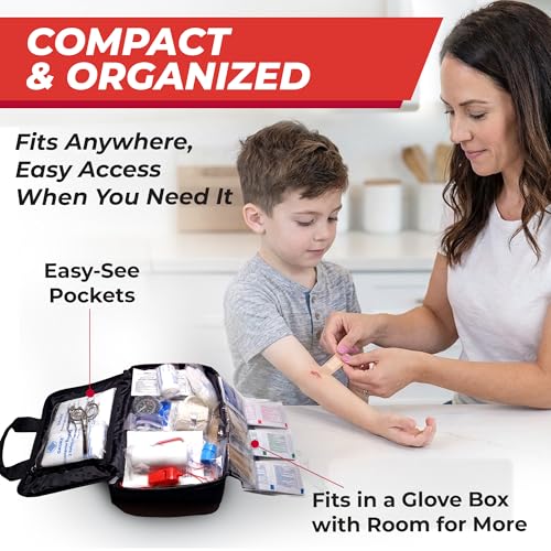 M2 BASICS 300 Piece Premium First Aid Kit w/Durable Bag for Home, Business | Office, Workplace, Car, Garage, Kitchen, Family, Classroom, Jobsite, Warehouse, School, Vehicle And Emergency Preparedness - size: 300 Piece Set