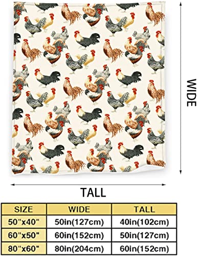 Rooster Chickens Blanket Gifts for Girls Women Throw Blankets 50"x40" - color: Rooster Chickens, size: Kid Size: 50"x40"
