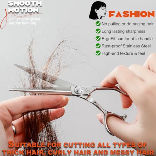 High-end Professional Extremely Very Sharp Barber Hair Cutting Scissors Hairdresser Shears For Hair 6.5 Inch Haircut Scissor Made Of Stainless Steel Alloy For Hairdressing Salon and Home Use - size: 6.5 Inch, style: Sword Shears