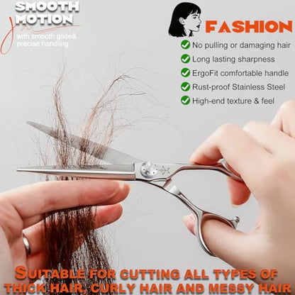High-end Professional Extremely Very Sharp Barber Hair Cutting Scissors Hairdresser Shears For Hair 6.5 Inch Haircut Scissor Made Of Stainless Steel Alloy For Hairdressing Salon and Home Use - size: 6.5 Inch, style: Sword Shears