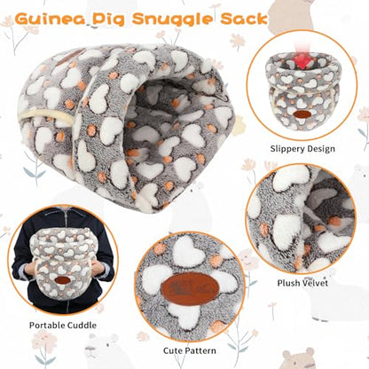 YUEPET Guinea Pig Bed Cuddle Cave, Warm Fleece Hideout, White Heart - color: White Heart, size: 1PCS