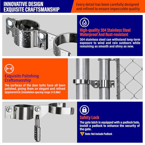 Heavy Duty Stainless Steel 1-7/8" x 2-3/8" Chain Link Fence Gate Fork Latch with Hole for Padlock（Fit 1 7/8" Gate Frame） 1Pack - size: 1-7/8''x2-3/8''-1P