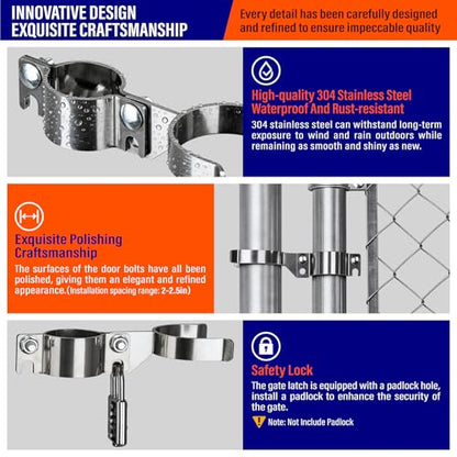 Heavy Duty Stainless Steel 1-7/8" x 2-3/8" Chain Link Fence Gate Fork Latch with Hole for Padlock（Fit 1 7/8" Gate Frame） 1Pack - size: 1-7/8''x2-3/8''-1P