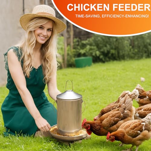 6.6lb Stainless Steel Hanging Chicken Feeder, Metal No Waste Poultry Feeder, Rustproof, Reusable, Long-Lasting, Gravity Feed Chicken Coop Accessories for Chicken, Geese, Duck, Hens, Rooster, Chick - color: 6.6lb