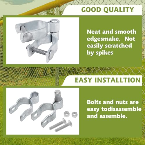 1-3/8" x 1-3/8" Chain Link Fence Gate Post Hinge Kit, Set of 4, Galvanized Steel Chain Link Gate Hinge with 4 Pcs Female Hinges and 4 Pcs Male Post Hinges, Bolts & Nuts Included - size: 1-3/8" x 1-3/8"(4 Pack)