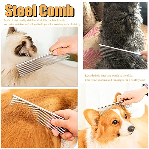 Dog Rake for Undercoat, Long-Haired Pet Brush & Metal Shedding Comb