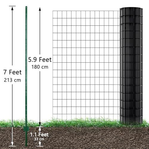 ARIFARO Fence Posts 7 Feet, 10-Pack, Heavy Duty U Post, Metal Fence Post - color: Green 10 PCS, size: 7 FT Splicable