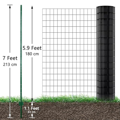 ARIFARO Fence Posts 7 Feet, 10-Pack, Heavy Duty U Post, Metal Fence Post - color: Green 10 PCS, size: 7 FT Splicable