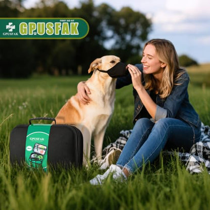 Pet First Aid Kit for Dogs - Pet Emergency Kit for Camping Hiking Traveling Hunting and Sports (Green) - color: Green