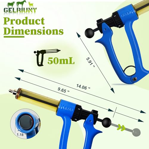 Upgrade 50mL Livestock Syringe, Include 3 Piston Rod Knobs & 1 Spare Barrel - size: 1 PC
