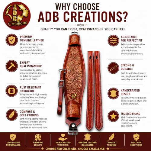 ADB CREATIONS Premium Western Floral Tooled Leather Rear Flank Cinch